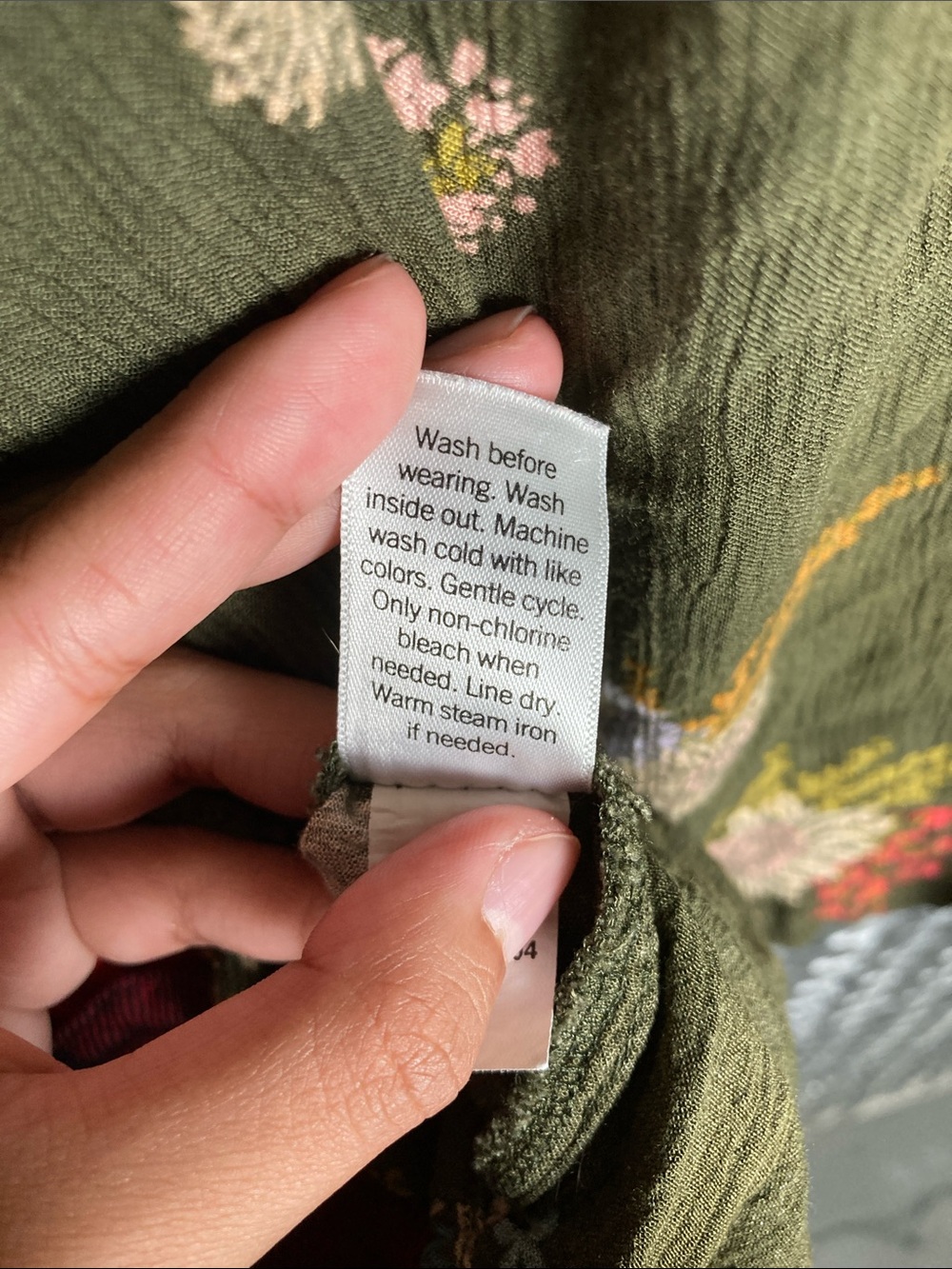 Sonoma Olive Green Floral Peasant Top - Picture 5 of 5